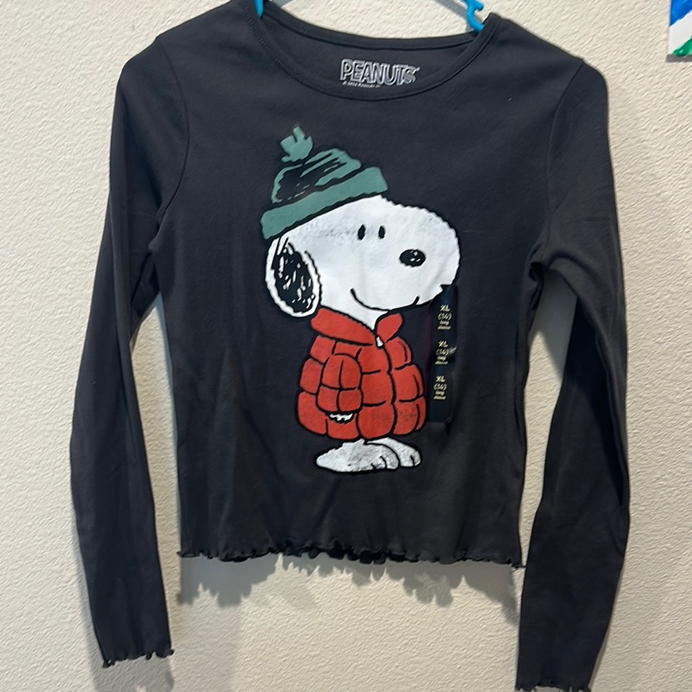 Peanuts Black Snoopy Kids Long Sleeve Shirt